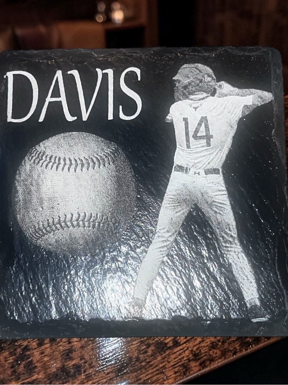 Personalized Black Slate Baseball Coaster/ set of 4